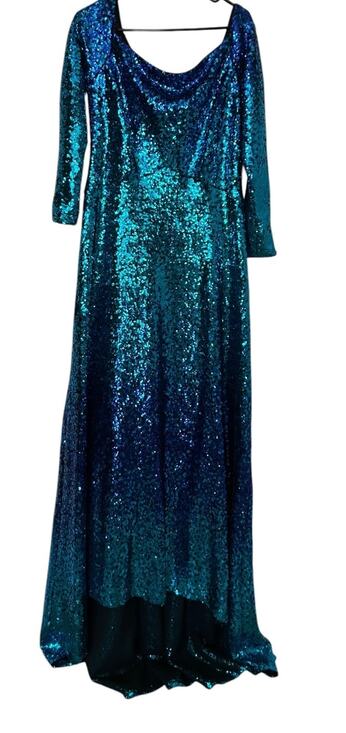 Tadashi Shoji Dresses & Skirts - Tadashi Shoji Sequin Mermaid Gown Blue Teal Evening Formal Dress Size 10/12